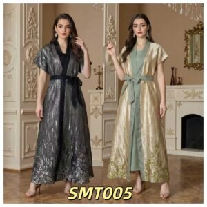 ABY-LS005 | Belted Metallic Open Abaya