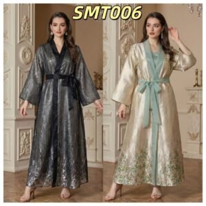 ABY-LS006 | Belted Lace Open Abaya
