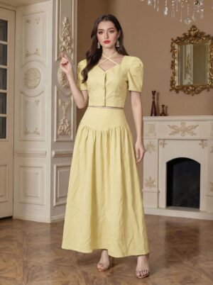 ABY-LS009 | Modest Short-Sleeve Maxi Dress
