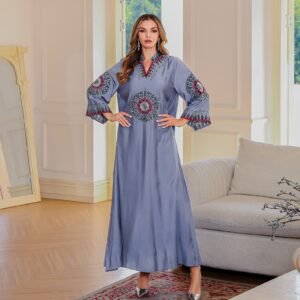 ABY-SMT087 | Embroidered Batwing Kaftan Dress