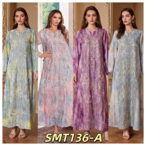 ABY-SMT136-A | Abstract Print Kaftan Maxi Dress
