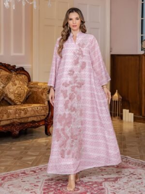ABY-SMT158 | Floral Print Batwing Kaftan Dress