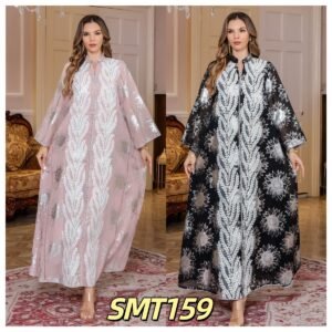 ABY-SMT159 | Leaf Print Batwing Kaftan Dress