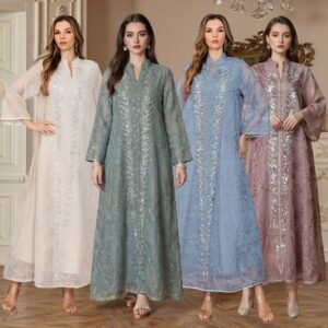 ABY-SMT169 | Embroidered Modest Abaya Maxi Dress