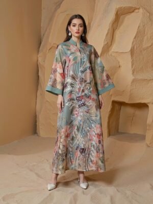 ABY-SMT191 | Botanical Print Kaftan Maxi Dress