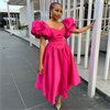 CNR HK7124 | Off-Shoulder Fit-and-Flare Midi Dress