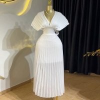 CNR HK72168 | Pleated Cutout Maxi Dress