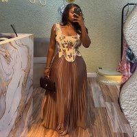 CNR HK72454 | Printed Corset and Skirt Set