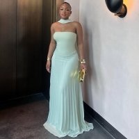 CNR HK72518 | Strapless Pleated Maxi Dress