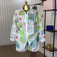 CNR HK72536 | Printed Blazer and Shorts Set