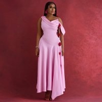 CNR HK72550 | Asymmetric Ruffle Maxi Dress