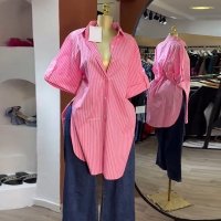 CNR HK72938 | Striped Oversized Button-Up Shirt