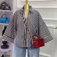 CNR HK73145 | Striped Oversized Button-Up Shirt