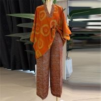 CNR HK73351 | Printed Kimono and Wide-Leg Pants Set