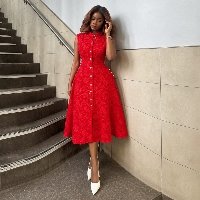 CNR HK73988 | Embellished A-Line Midi Dress