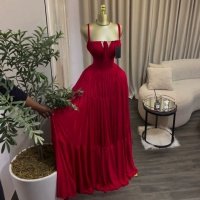 CNR HK75478 | Pleated Strap Maxi Dress