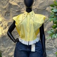CNR HK75534 | Ruffle-Sleeve Button-Up Blouse