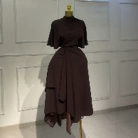 CNR HK75543 | Asymmetric Layered Midi Dress