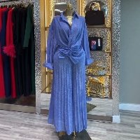 CNR HK75551 | Ruched Long-Sleeve Maxi Dress