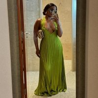 CNR HK7637 | Pleated Halter Maxi Dress