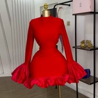 CNR HK7941 | Ruffle Long-Sleeve Mini Dress