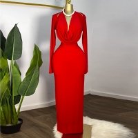 CNR SU72151 | Cutout Long-Sleeve Maxi Dress
