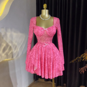 CNR SU72255 | Jacquard Fit-and-Flare Mini Dress