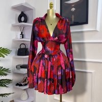 CNR SU9135 | Floral Long-Sleeve Mini Dress