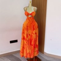 CNR SU9205 | Cutout Printed Maxi Dress