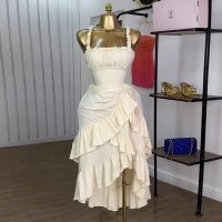 CNR SU9226 | Ruffle Strapless Midi Dress