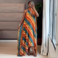CNR SU9432 | Printed Halter Maxi Dress