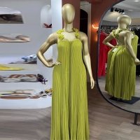 CNR SU9439 | Pleated Halter Maxi Dress