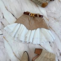 CNR TR1118 | Pleated Layered Mini Skirt