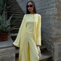 CNR TR1273 | Cardigan and Draped Maxi Dress Set