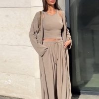 CNR TR1486 | Cropped Blazer and Trousers Set