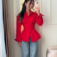 CNR TR2804 | Long-Sleeve Peplum Blouse