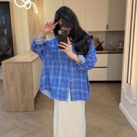 CNR TR3194 | Plaid Puff-Sleeve Shirt