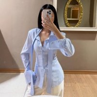 CNR TR3199 | Bell-Sleeve Button-Up Blouse
