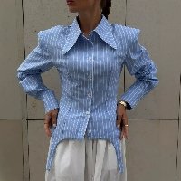 CNR TR5235 | Striped Sculpted-Waist Shirt
