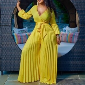 CZ1-C8469 | Color-Block Pleated Jumpsuit