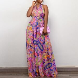 CZ1-C8487 | Printed Sleeveless Maxi Dress