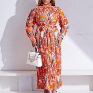 CZ1-C8501 | Printed High-Neck Midi Dress