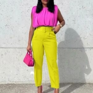 CZ1-C8508 | Sleeveless Blouse and Trousers Set