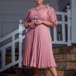 CZ1-C8509 | Embellished Pleated Midi Dress