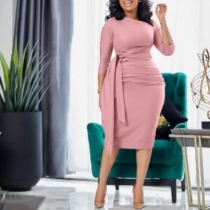CZ1-C8516 | Ruched Pencil Midi Dress