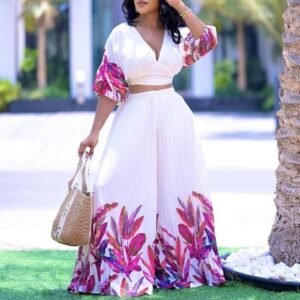 CZ1-C8522 | Floral Crop Top and Maxi Skirt Set