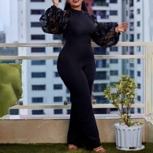 CZ1-C8530 | Lace-Sleeve Mermaid Maxi Dress