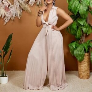 CZ1-C8533 | Pleated Wide-Leg Jumpsuit