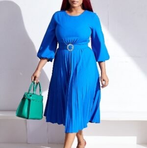CZ1-C8553 | Belted Pleated Midi Dress