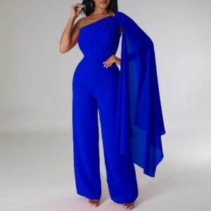 CZ2-C8560 | Cape-Sleeve Wide-Leg Jumpsuit